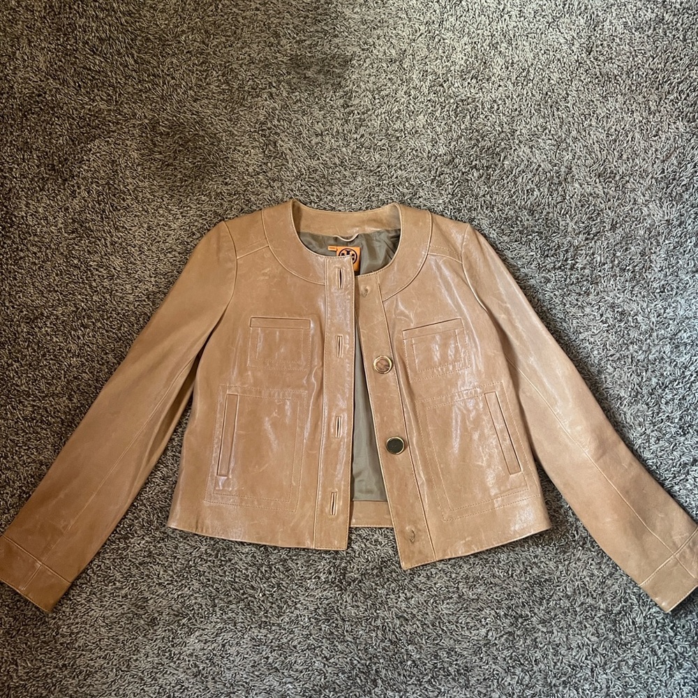 Tory Burch Taupe Leather Jacket